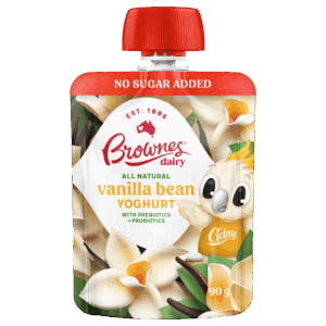 An image of Brownes Dairy's Casey Natural Vanilla Bean Yoghurt Pouch.