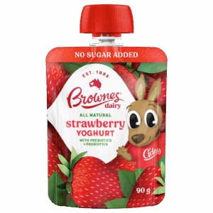An image of Brownes Dairy's Joey Natural Strawberry 90g Yoghurt Pouch.