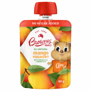 An image of Brownes Dairy's Quin Natural Mango Yoghurt Pouch.